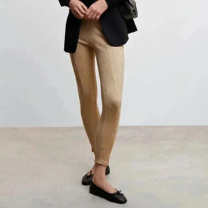 Mango Suede Leggings Beige Tan Pants‎ NWT Extra Large XL